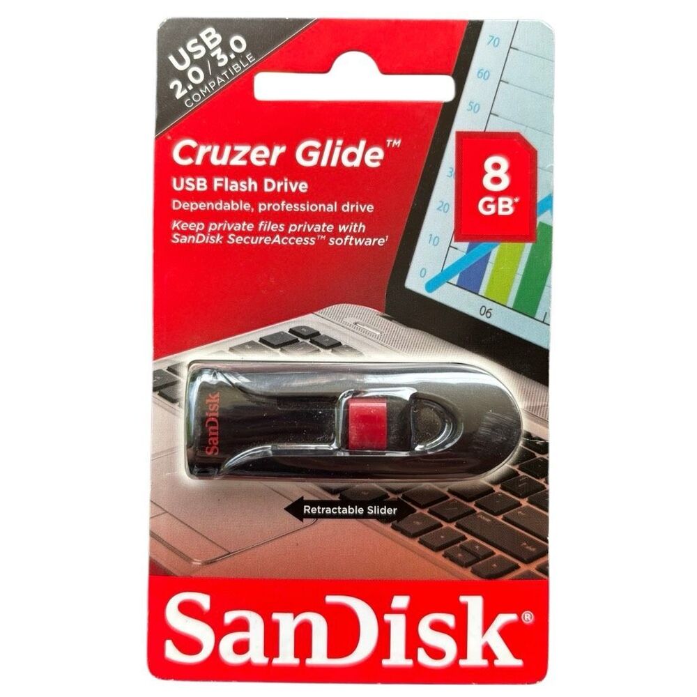SanDisk Cruzer Glide 8 GB USB Flash Drive *New*